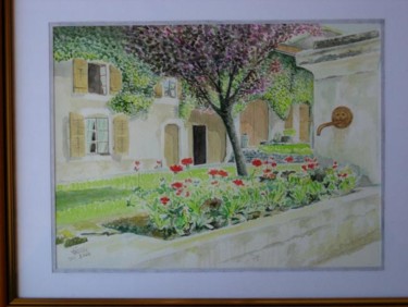Peinture intitulée "la fontaine fleurie…" par Jmmixt, Œuvre d'art originale