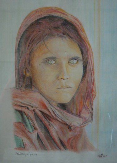 Painting titled "l'afgane   (crayon…" by Jmmixt, Original Artwork