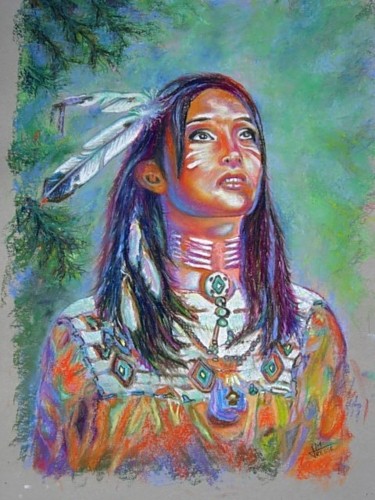 Peinture intitulée "l'indienne (  paste…" par Jmmixt, Œuvre d'art originale