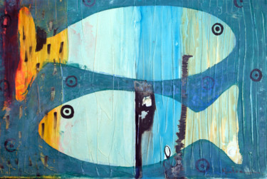 Alguien me mira, versión azul Pintura titulada "Alguien me mira, ve…" por José Luis Montes, Obra de arte original, Oleo