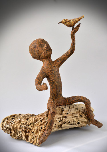 "De toute façon tu seras là..." Sculpture intitulée ""De toute façon tu…" par Picrate, Œuvre d'art originale, Sable
