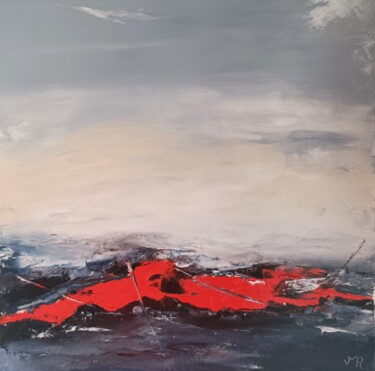 Painting titled "Puissance rouge" by Jean-Michel Roger, Original Artwork, Oil