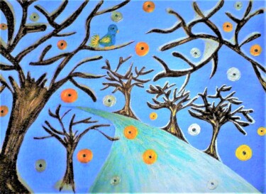 Malerei mit dem Titel "A WINTER'S EVENING.…" von Jmsbell, Original-Kunstwerk, Acryl Auf Andere starre Platte montiert