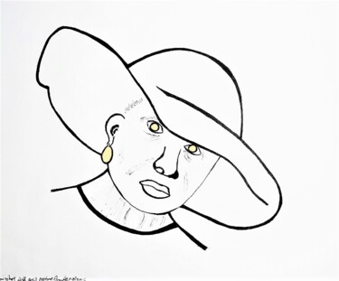 Dibujo titulada "Woman in hat with g…" por Jmsbell, Obra de arte original, Rotulador