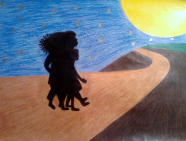 Dessin intitulée "LIGHT WALK" par Jmsbell, Œuvre d'art originale, Crayon