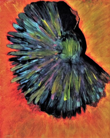 Painting titled "BLACK BIRD FLYING I…" by Jmsbell, Original Artwork, Watercolor