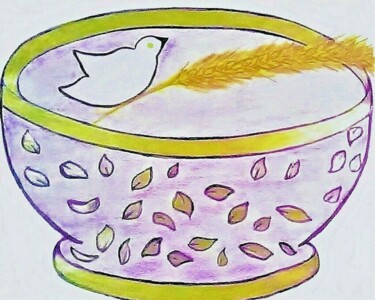 Dessin intitulée "THE PURPLE DISH" par Jmsbell, Œuvre d'art originale, Crayon