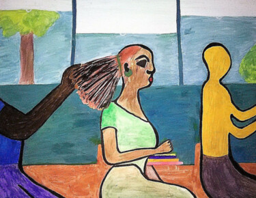 Ζωγραφική με τίτλο "CLASSROOM VIEW...OU…" από Jmsbell, Αυθεντικά έργα τέχνης, Ακουαρέλα