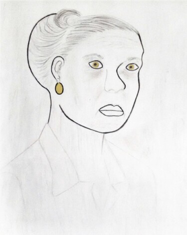 Tekening getiteld "Woman With Gold Ear…" door Jmsbell, Origineel Kunstwerk, Marker