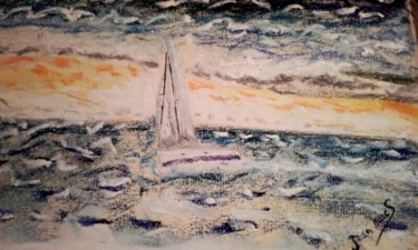Peinture intitulée "Voilier dune du pyla" par Jean-Marc Subira, Œuvre d'art originale, Pastel