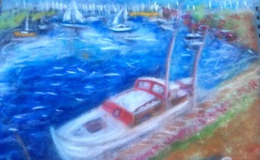 Pintura intitulada "pinasse port de la…" por Jean-Marc Subira, Obras de arte originais, Pastel