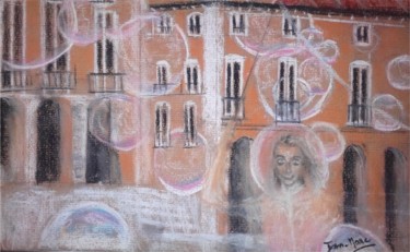 Pintura intitulada "Bulles Lisbonne" por Jean-Marc Subira, Obras de arte originais, Pastel