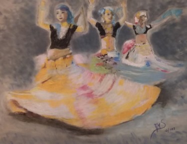 「Danseuses du ventre」というタイトルの絵画 Jean-Marc Subiraによって, オリジナルのアートワーク, パステル