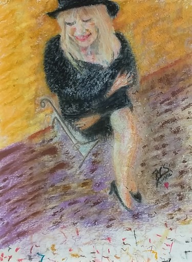 Painting titled "La danseuse aux pie…" by Jean-Marc Subira, Original Artwork, Pastel