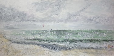 Malerei mit dem Titel "Kite Surf sur l'océ…" von Jean-Marc Subira, Original-Kunstwerk, Pastell