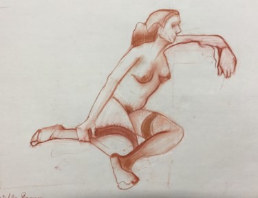 Dessin intitulée "étude de nue à la s…" par Brasier Jeanoel, Œuvre d'art originale, Crayon