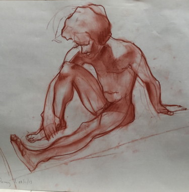 Dessin intitulée "étude de nu" par Brasier Jeanoel, Œuvre d'art originale, Fusain