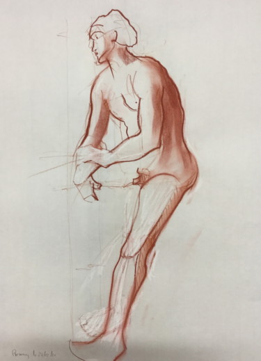 Drawing titled "étude à la sanguine" by Brasier Jeanoel, Original Artwork, Pastel