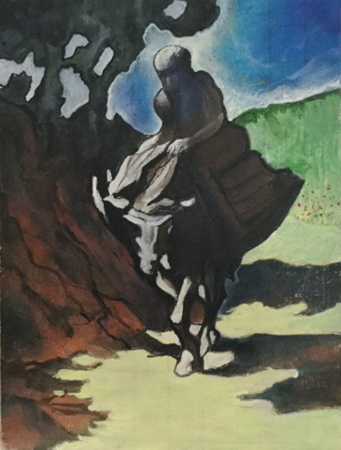 「d'après Daumier 5」というタイトルの絵画 Brasier Jeanoelによって, オリジナルのアートワーク, オイル