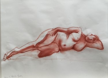 Drawing titled "étude de nue à la s…" by Brasier Jeanoel, Original Artwork, Chalk