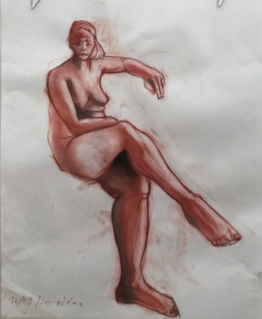 Dibujo titulada "étude de nue à la s…" por Brasier Jeanoel, Obra de arte original, Tiza