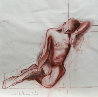 Рисунок под названием "étude de nue à la s…" - Brasier Jeanoel, Подлинное произведение искусства, Мел