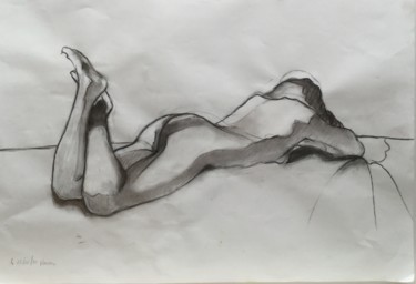 Dessin intitulée "fusain étude de nue" par Brasier Jeanoel, Œuvre d'art originale, Fusain