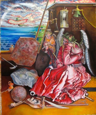 Painting titled ""sur les épaules de…" by Brasier Jeanoel, Original Artwork, Oil