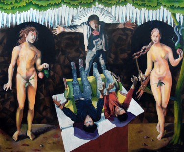 Pintura intitulada "le renversement du…" por Brasier Jeanoel, Obras de arte originais, Óleo