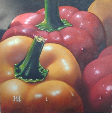 Peinture intitulée "poivrons" par Jean-Noel Cognet, Œuvre d'art originale