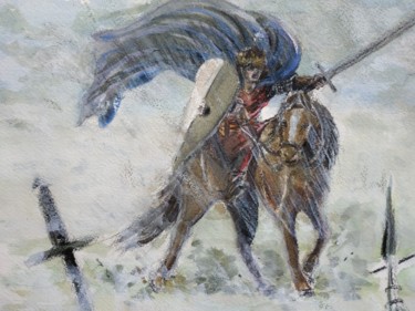 Painting titled "le prince sous la p…" by Josué Nicolas, Original Artwork, Watercolor