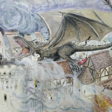 「le cracheur de flam…」というタイトルの絵画 Josué Nicolasによって, オリジナルのアートワーク, 水彩画