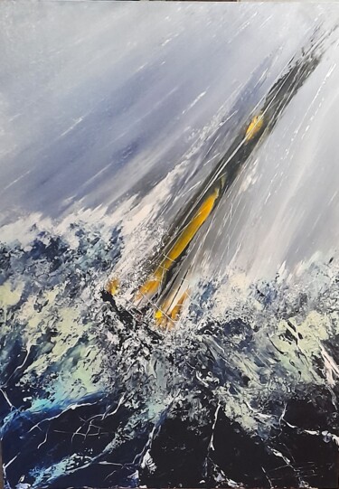 Painting titled "Route du Rhum2" by Jo Le Brun, Original Artwork, Acrylic