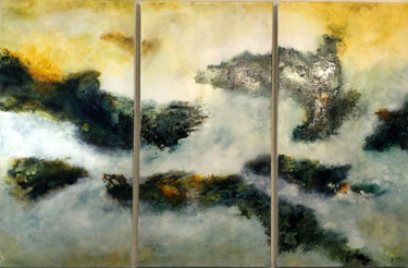 Painting titled "IMAGINE (triptyque)" by Jo Marti, Original Artwork, Oil