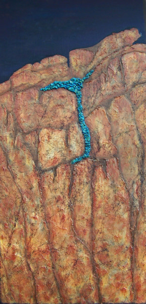 Schilderij getiteld "Turquoise Trail" door Jo Moore, Origineel Kunstwerk, Olie