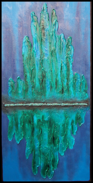 Schilderij getiteld "Blue Green Metaphor" door Jo Moore, Origineel Kunstwerk, Olie