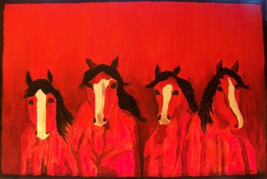 Painting titled "Four Amigos" by Jo Moore, Original Artwork, Oil