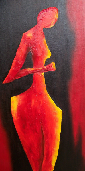 Malerei mit dem Titel "Scarlett's Moves 24…" von Jo Moore, Original-Kunstwerk, Öl