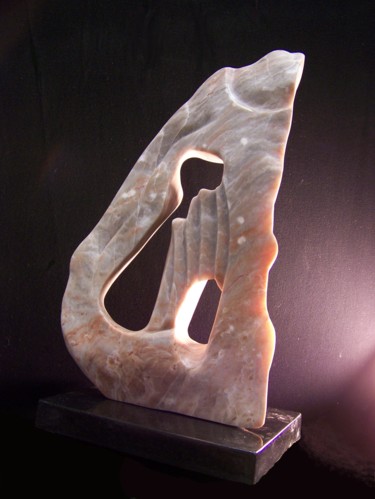 Sculpture titled "In Sync---Alabaster…" by Jo Moore, Original Artwork, Stone
