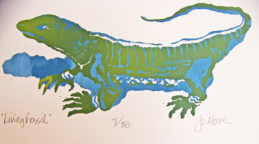 Printmaking titled "Living Fossil" by Jo Moore, Original Artwork, Screenprinting