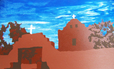 Отпечатки и Гравюры под названием "Mission Church at T…" - Jo Moore, Подлинное произведение искусства, Шелкография
