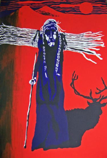 Printmaking titled "ANASAZI: Black Elk/…" by Jo Moore, Original Artwork, Screenprinting