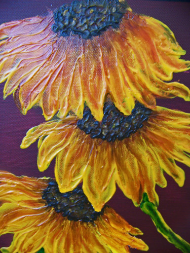 Pintura titulada "Sunflowers for Vinc…" por Jo Moore, Obra de arte original, Oleo