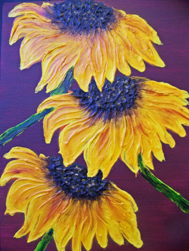Peinture intitulée "Sunflowers for Vinc…" par Jo Moore, Œuvre d'art originale, Huile