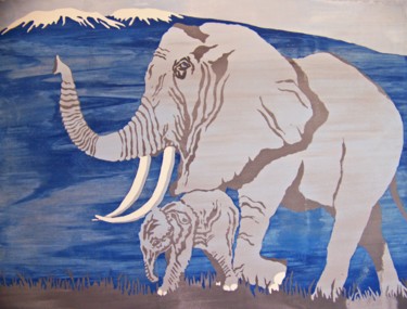 Prenten & gravures getiteld "Endangered: African…" door Jo Moore, Origineel Kunstwerk, Zeefdruk