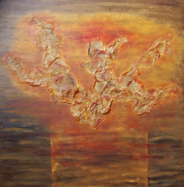 Painting titled "Amber Aura" by Jo Moore, Original Artwork, Oil