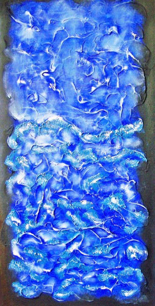Painting titled "Shades of Sapphire V" by Jo Moore, Original Artwork, Oil
