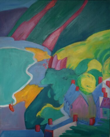 Pittura intitolato "Landscape-Wish You…" da Jo Tuck, Opera d'arte originale, Olio