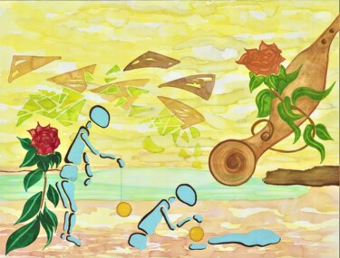 Peinture intitulée "Jo-Jo" par Joachim Mews, Œuvre d'art originale, Aquarelle