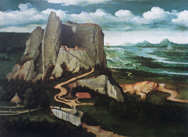Painting titled "Paysage avec sainte…" by Joachim Patinier, Original Artwork, Oil